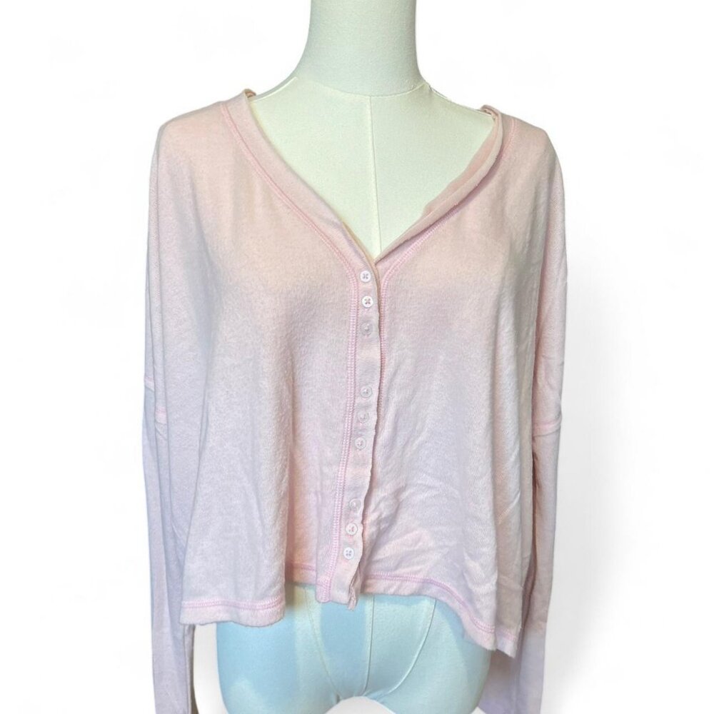 out from under pink sheer long sleeve top with button front
